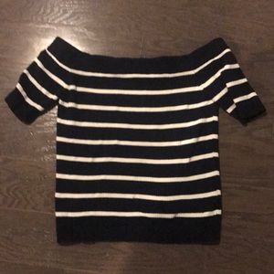 Vici Navy Striped Off-The-Shoulder Top